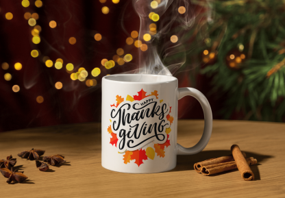 Happy Thanksgiving & Autumn Leaves 11 oz. Mug - Image 3