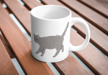 Gray Cat Walking 11 oz. Mug - Image 2