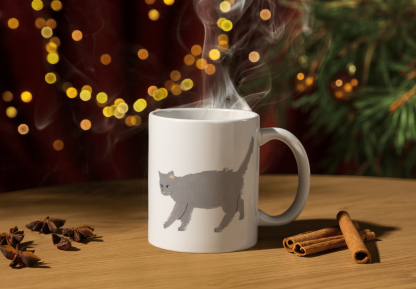 Gray Cat Walking 11 oz. Mug