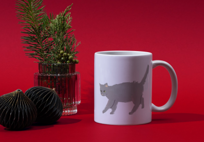 Gray Cat Walking 11 oz. Mug - Image 3