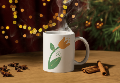 Christmas Orange Amaryllis Flower 11 oz. Mug - Image 3